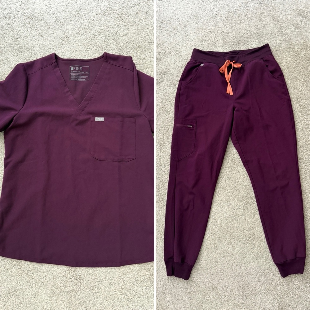 FIGS Deep Purple Zamora & Catarina scrubs set